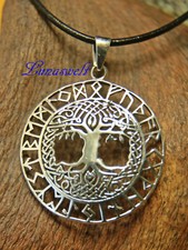 Wikinger Yggdrasil Runen Anhänger Weltenbaum  -- 925 Silber inkl. Band