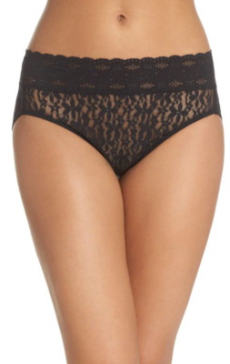 Wacoal L41907 Womens Black Halo Lace High Cut Brief Panty Size M