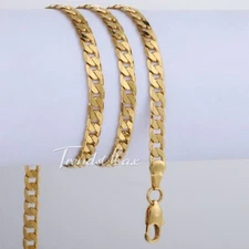 5mm 18-24" Yellow Gold Filled Flat Curb Chain Necklace for Women Men Unisex Link