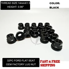 32pc F250 F350 F450 Super Duty Ford OEM Factory Black 14x1.5 Flat Seat Lug Nut