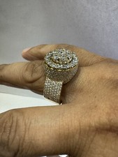 HEAVY SOLID 14k Yellow Gold 6.5ctw Diamond Cluster Iced Ring Sz 12.5 , 32.5grs.