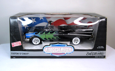 Ertl American Muscle 1:18 Custom '57 Chevy Black w/ Flames Diecast NIB