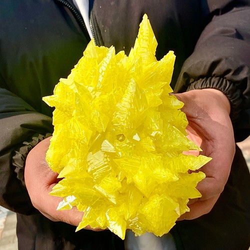 3.41LB Rare yellow sulfur crystal quartz crystal mineral specimen - 第 1/15 張圖片