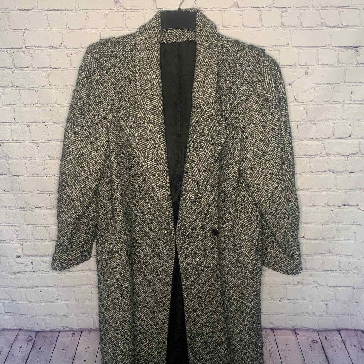 Vintage Made in USA Herringbone Oversized Black & White