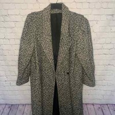 Vintage Made in USA Herringbone Oversized Black & White Square Coat Sz 14