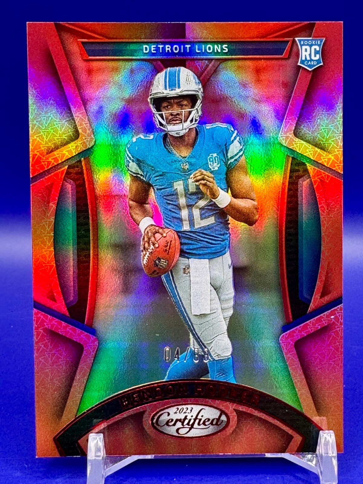 2023 Panini Certified Hendon Hooker #150 Mirror Red Prizm RC 04/99 Lions