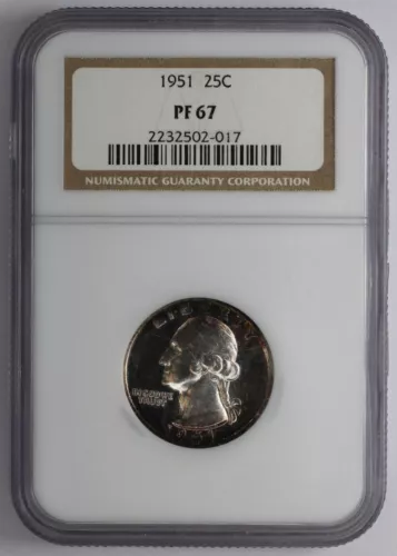 1951 Washington Silver Proof Quarter NGC PF 67