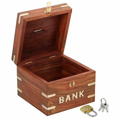 Handcrafted Wooden Money Bank/Piggy Bank, Large, Gift for Kids & Adults - Picture 3 of 3