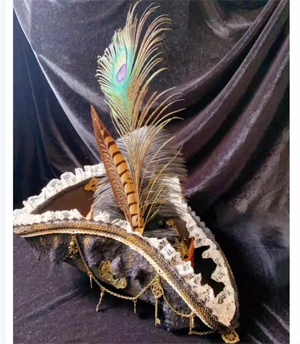 Pirates of the Caribbean Cocked Hat Pirate Cap Halloween Cosplay Headgear Props - Picture 4 of 10