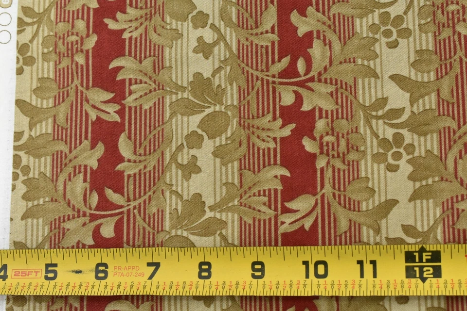 By 1/2 Yd, Red & Olive Striped Cotton, Moda/Wiscasset/Minick & Simpson, M8461 - Image 2 of 4