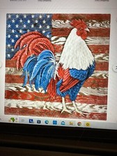 5D Diamond Painting Kit Rooster Patriotic Flag 14" x 14"