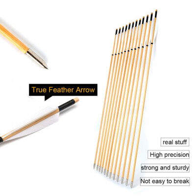 6Pcs Traditional Wooden Arrows Turkey Feather Handmade 31.5" Archery A With Field Points