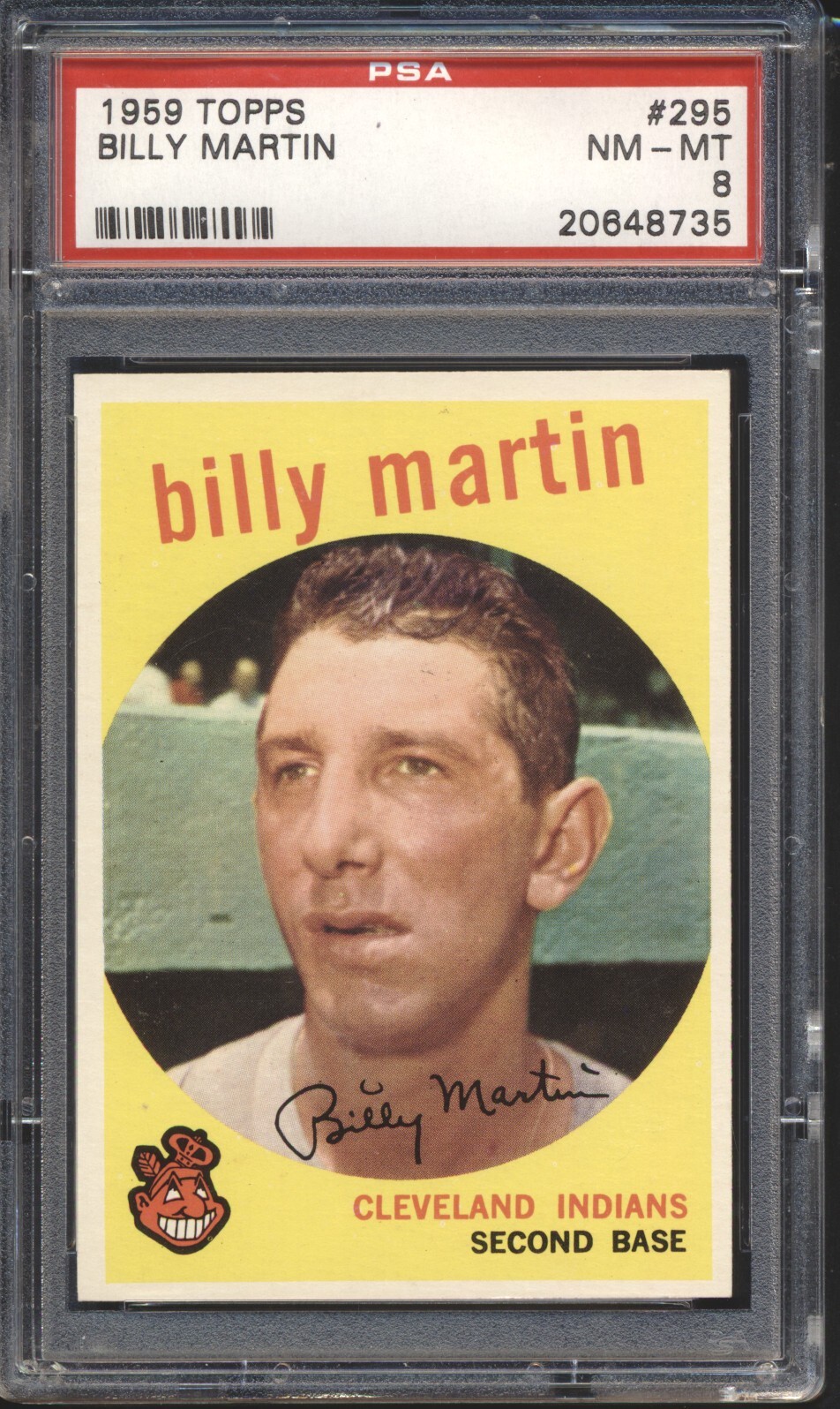 1959 Topps Baseball Billy Martin #295 PSA 8 INDIANS NM-MT Partial Set Break