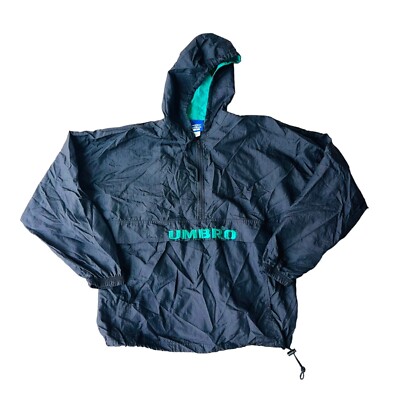 VTG Umbro Windbreaker 1/2 Zip Pullover Black / Green Unisex VTG Umbro Windbreaker 1/2 Zip Pullover Black / Green Unisex