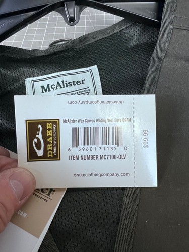 DRAKE WATERFOWL MCALISTER WAX CANVAS WADING VEST - HUNTING VEST - New NWT - Picture 8 of 8