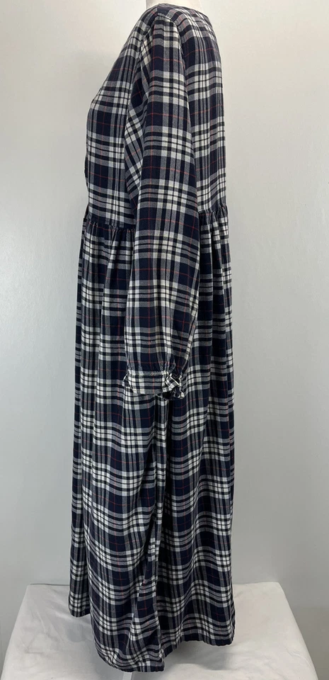 Camisón largo de franela Talbots vintage a cuadros cintura imperio 21" busto salón Foto 2 de 4