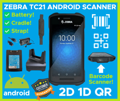  Zebra TC21 Android Handheld 2D/1D/QR Barcode Scanner w/ Cradle, Strap, !  