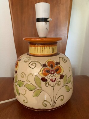 Mid Century Italienischer Bitossi Lampenfuß Blumenmuster Retro Italian