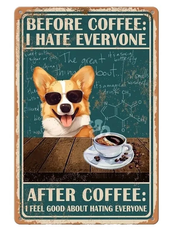 Café Retangular Metal Placas e Letreiros Decorativos para Casa