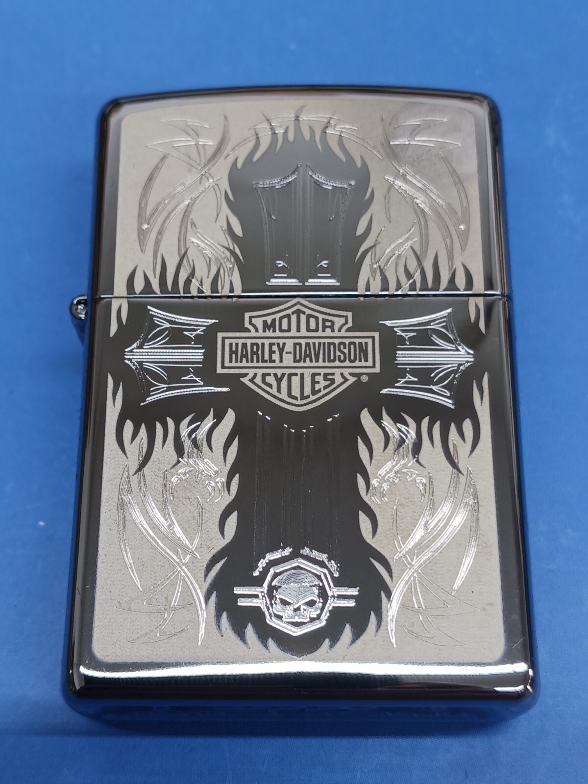 Zippo Harley-Davidson Lasered Cross High Polish Chrome 28982