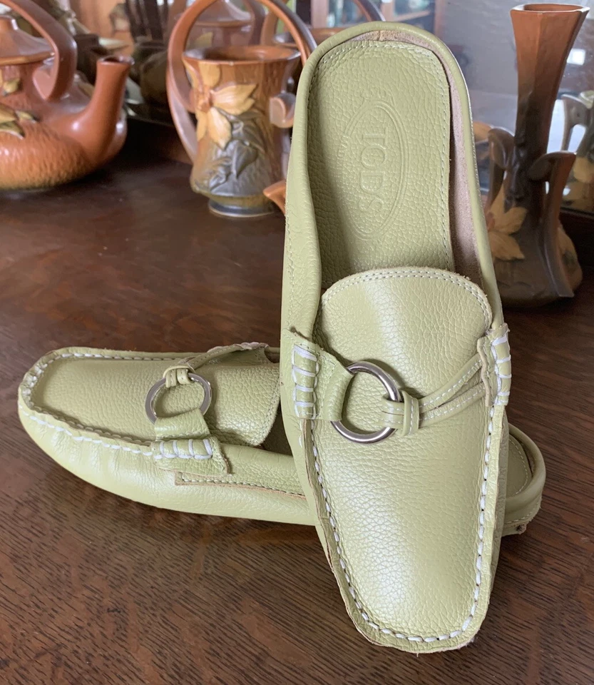Mocasín de conducción TOD’S de cuero sin cordones para mujer talla 39 VERDE