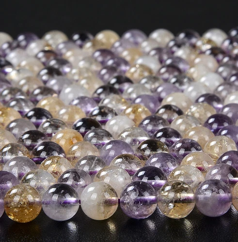8MM Natural Ametrine Gemstone Grade A Round Loose Beads (D131) - Picture 3 of 3