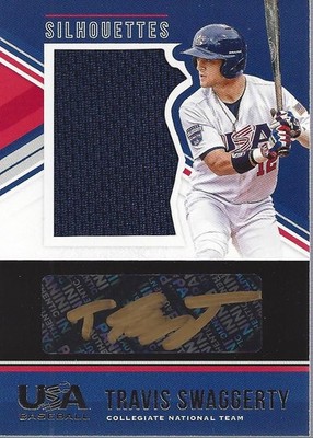 2018 USA Baseball Stars Stripes Silhouett Black Gold 24 T Swaggerty AutoJersey84