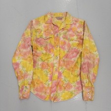 Vintage 60s H Bar C Yellow/Pink Floral Pearl Snap Shirt 1960s True Vintage