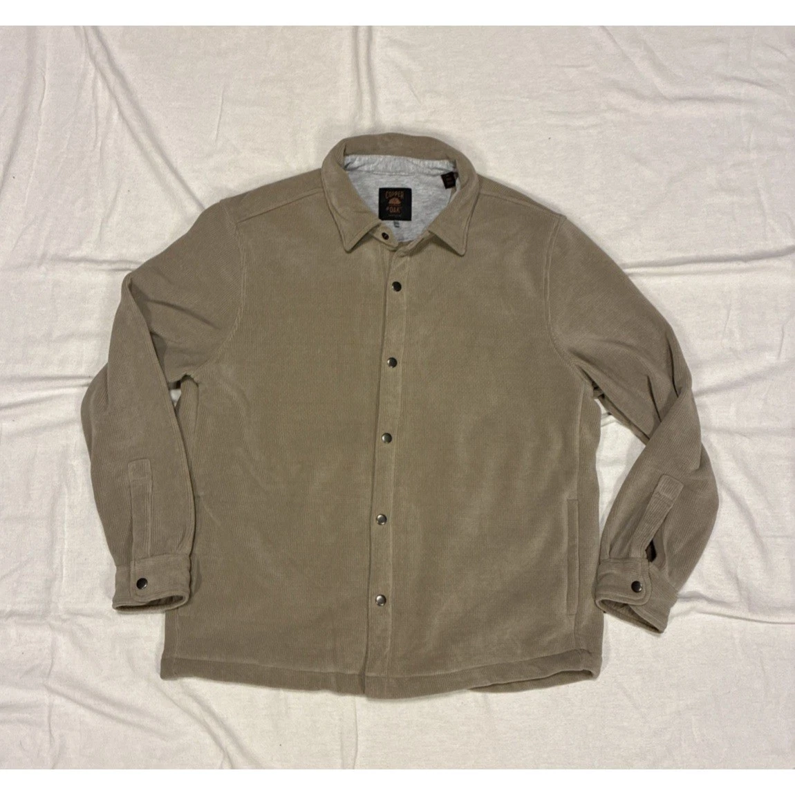 Copper & Oak Corduroy Shirt Jacket Tan Beige Fleece Lined Snap Closure Mens XL image 1