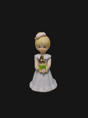 Growing Up  BIRTHDAY GIRL - Age 4 - Porcelain Figurine by Enesco - In Lavender