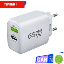 65W GaN USB-C Fast Charger PD 3.0 Power Adapter for iPhone Samsung