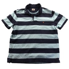 American Eagle Outfitters Mens Polo Shirt Large Striped Blue Casual Classic