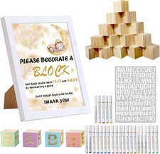 70pcs Wooden Baby Blocks for Shower Game Kit DIY Decorate a colorful