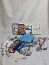 Nintendo Wii Console Blue RVL-101 Bundle  Controllers, Games, Cables   Tested