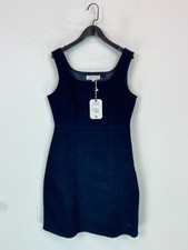 Quba & Co Navy Blue Corduroy Mini Sleeveless Bodycon Dress Side Zip UK 10 NEW