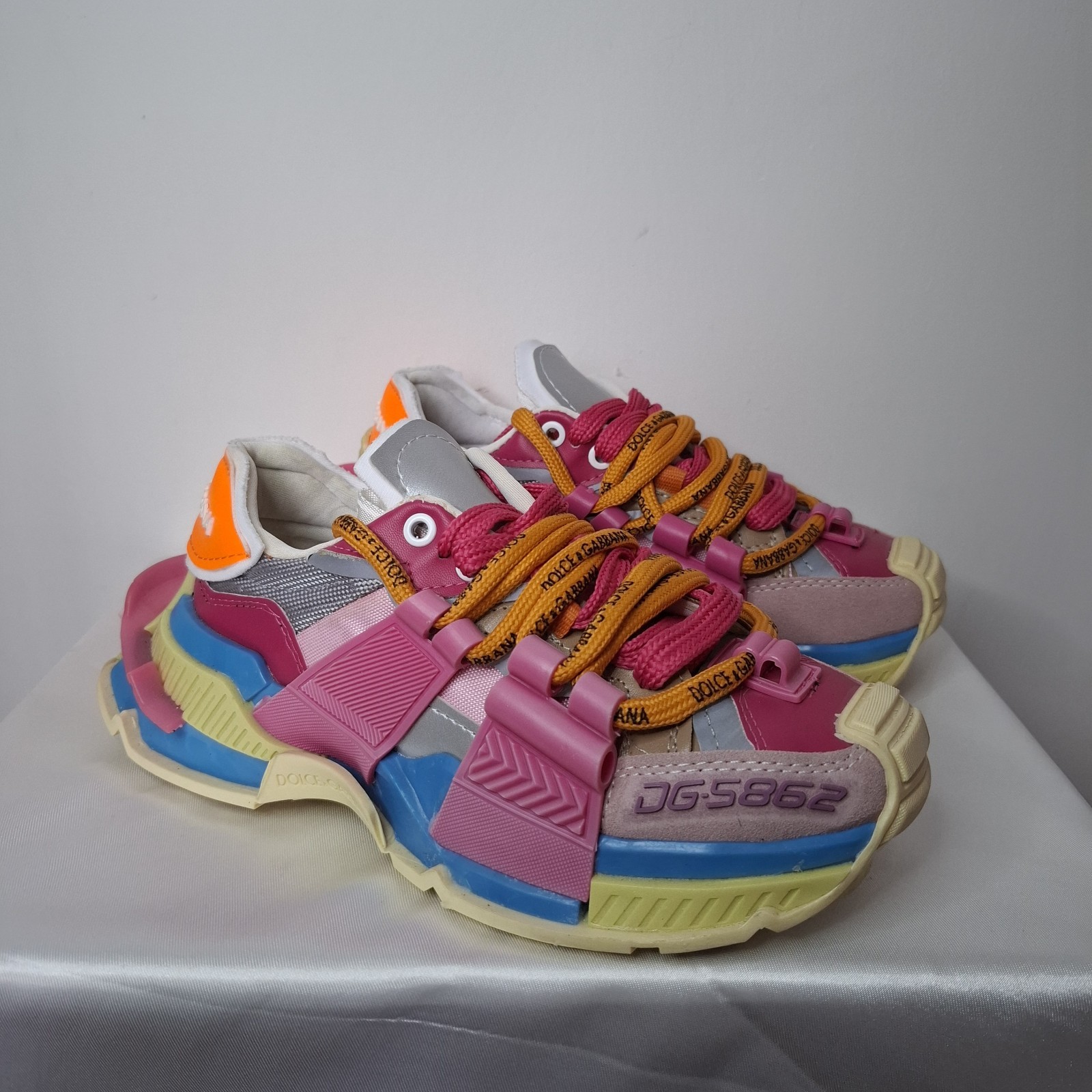 SAOLA Sneakers DOLCE & GABBANA suola grossa blocco colore stringate rosa spaziali taglia 36 UK 5