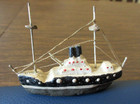 3 Vintage Miniature Wood Toy Boats - Ocean Liner, Military Cruiser & Sailboat — photo 2