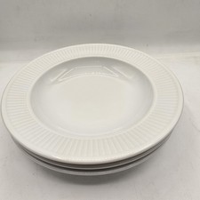 Pillivuyt Plisse Rimmed Soup Pasta Bowls Set Of 3 White Ribbed Porcelain