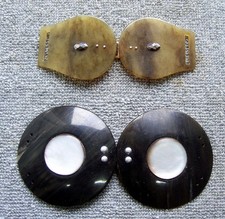 Two Art Deco belt buckles two part celluloid NO US IMPORT FEES