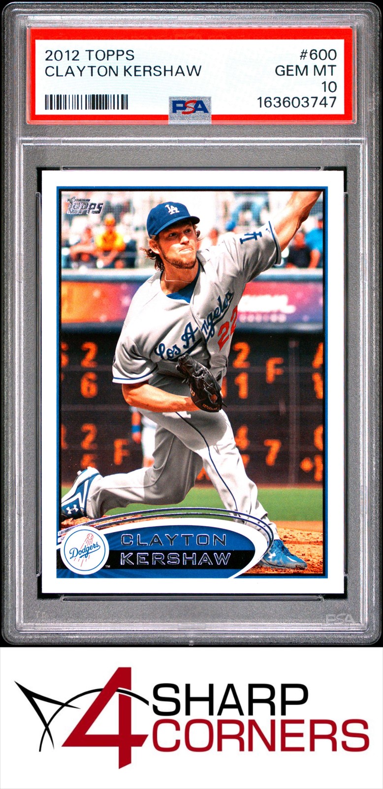 2012 TOPPS #600 CLAYTON KERSHAW DODGERS PSA 10