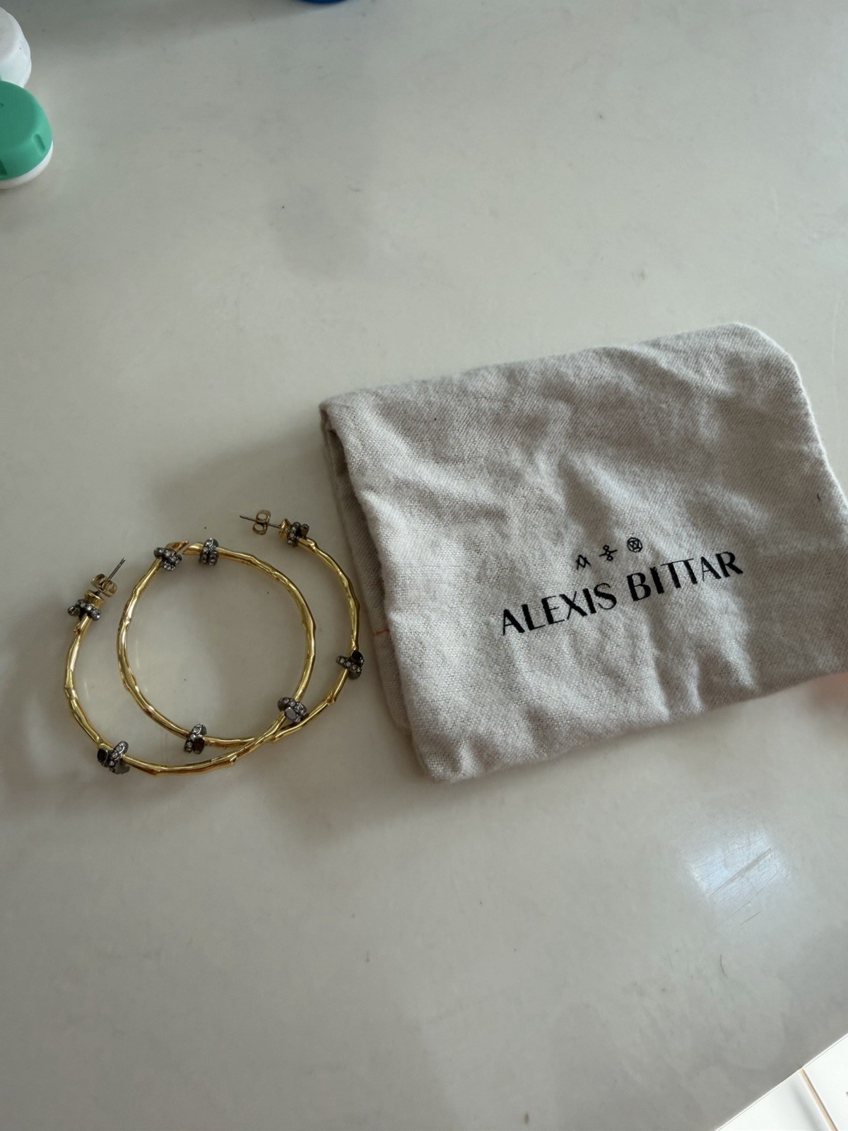 Hoop Cream ALEXIS BITTAR Navette Crystal Hoop Drop Earrings Gold CZ MY06 | eBay