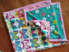 Plush Soft Flowers Butterfly Toddler Kids Blanket 48" 58" Preowned