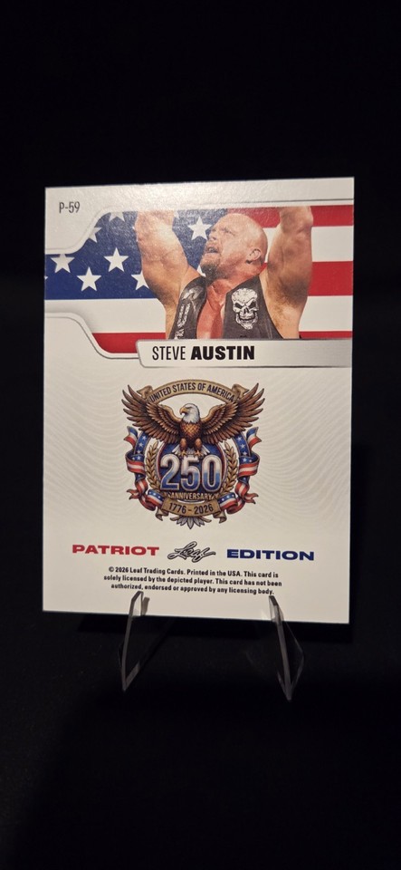 Strne Cold Stone Cold Steve Austin 2026 Leaf Metal Patriot Edition Gold SP /6 WWF ...