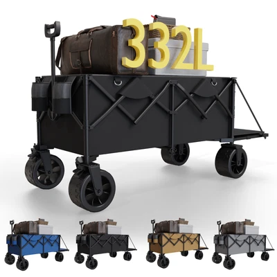 GUNJI XXXL 200KG Bollerwagen Faltbar Offroad Breite Reifen mit Bremsen Handwagen