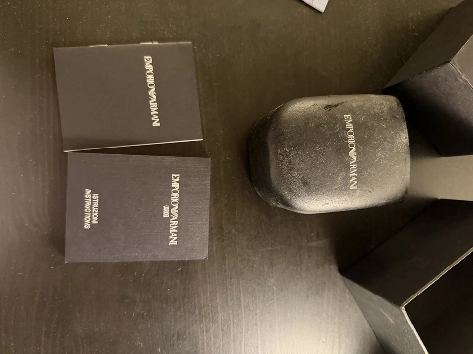 RARE vintage Emporio Armani AR-0203 Quartz Tank Cream Numeric Leather Watch - Image 4 of 4