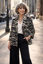 Chicos Zebra Pattern Blazer Jacket Size 12 Large NWT 159 Cuffable