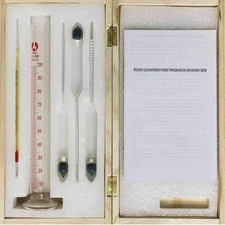 Alcohol Hydrometer Kit  for Precision Alcohol Meter, with Test Jar Storage Box