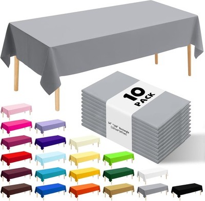 10 Pack Premium Disposable Plastic Tablecloth 54'' X 108'' Rectangle Table Cover