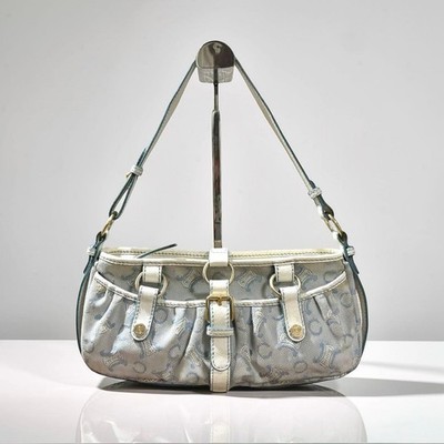 CELINE Shoulder Hand Bag Blue Leather Purse Vintage Authentic From JAPAN