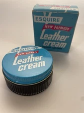 Vintage Lady Esquire Patent Leather Shoe Polish Cream Glass Jar Navy Blue Box